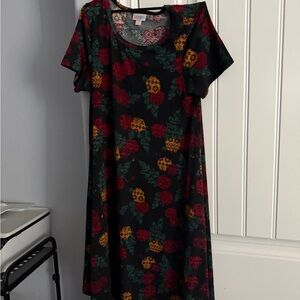 LuLaRoe Red and Green A-line Midi Dress